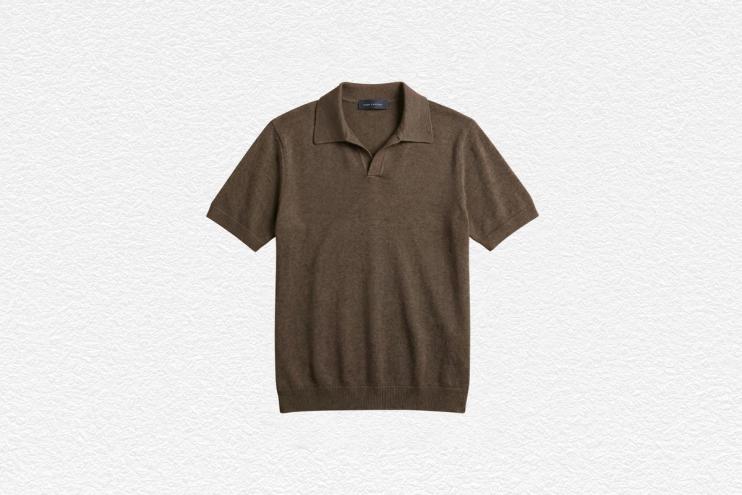 Linen Cotton Short Sleeve Skipper Polo Shirt