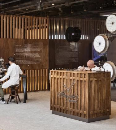Breguet lounge at Frieze festival, with clock installations