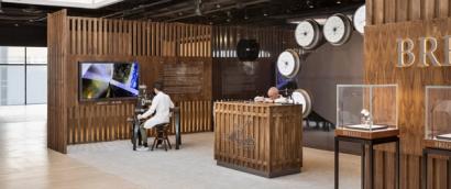 Breguet lounge at Frieze festival, with clock installations