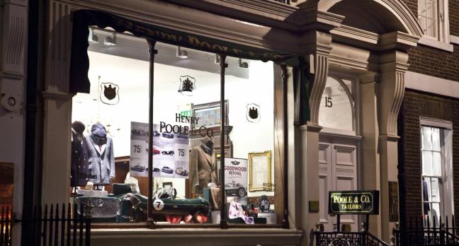 Henry Poole & Co shop window on Savile Row London