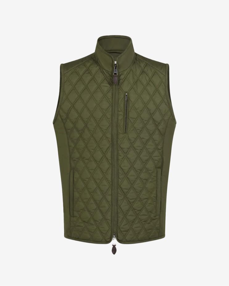 Moorland Light Quilt Gilet in Dark Olive