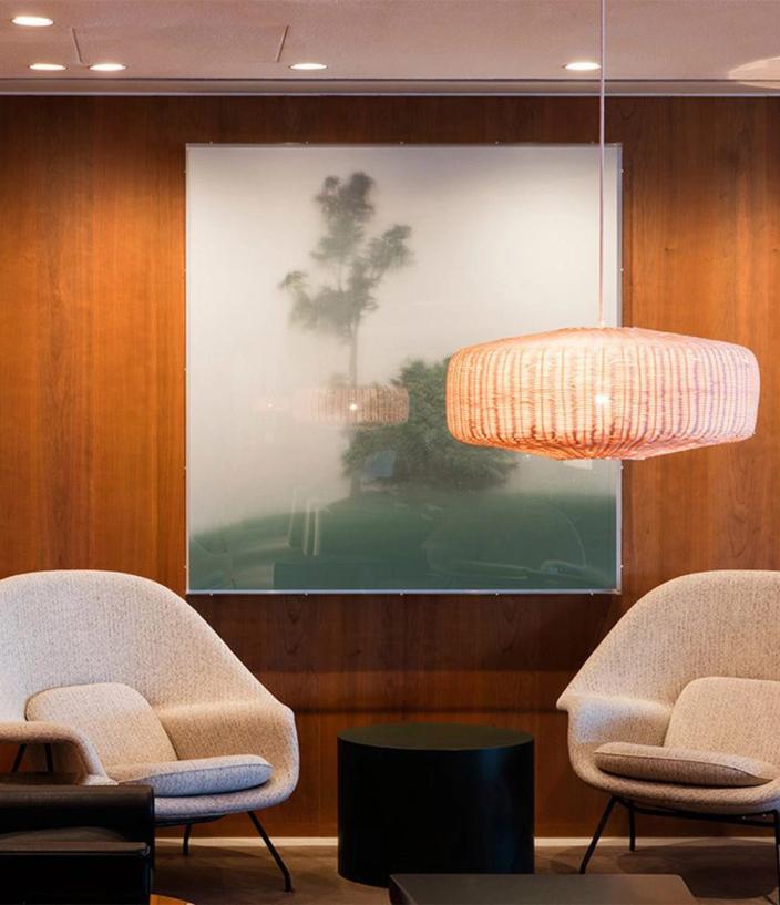 2 arm chairs in the Cathay Pacific lounge