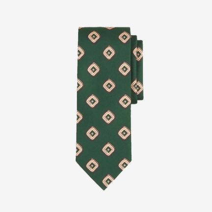 Drake’s Green Tile Print Tie