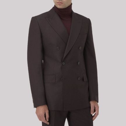 Gieves & Hawkes Maroon Double-Breasted Flannel Suit