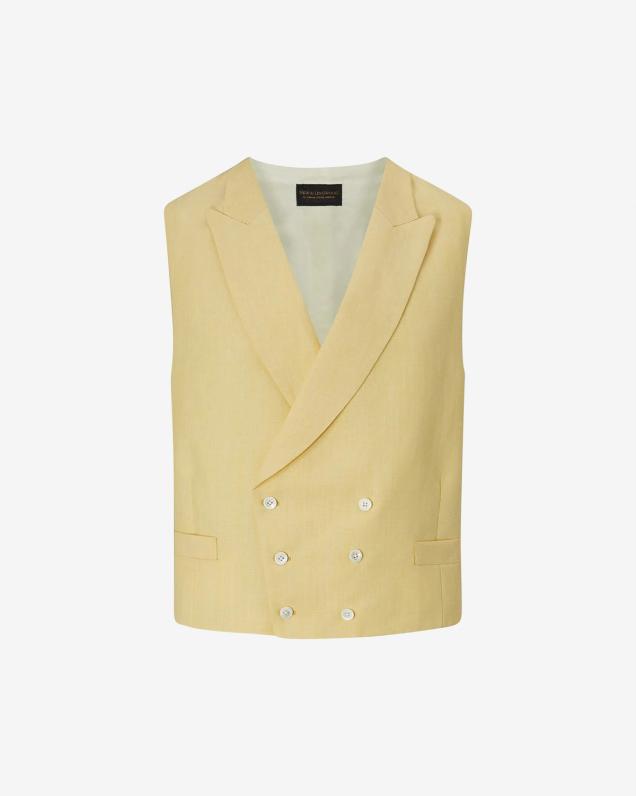 Yellow Double-Breasted Linen Waistcoat