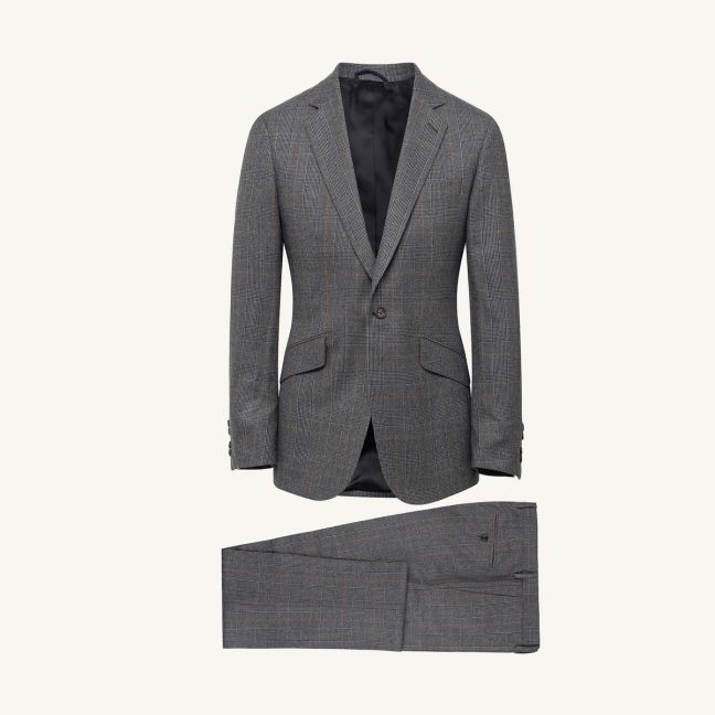 Prince of Wales check wool flannel suit
