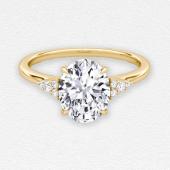 VRAI Side Cluster Cathedral Oval Engagement Ring