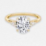 VRAI Side Cluster Cathedral Oval Engagement Ring