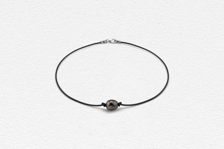 Tahitian Baroque Pearl Leather Necklace