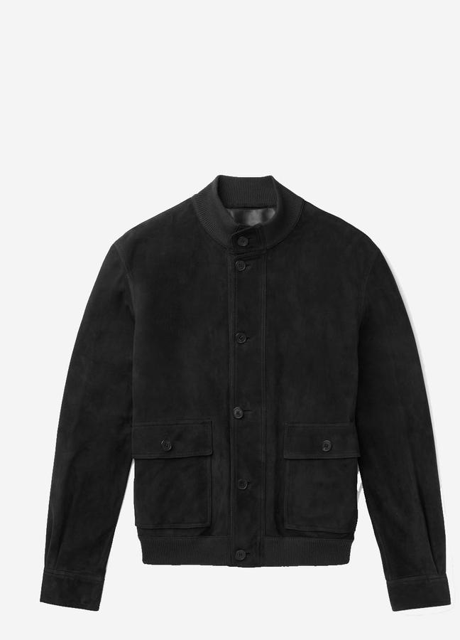 The Row James Perforated Suede Bomber Jacket