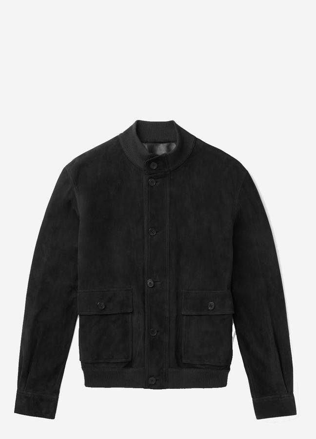 The Row James Perforated Suede Bomber Jacket