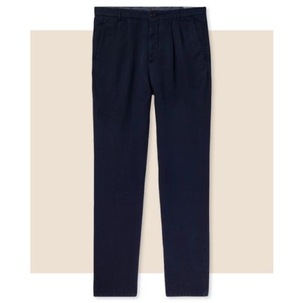 Brunello Cucinelli Navy Slim-Fit Pleated Linen And Cotton-Blend Chinos