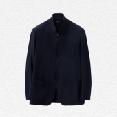 'Nehru' Soft Jacket Midnight Blue Brushed Wool Twill