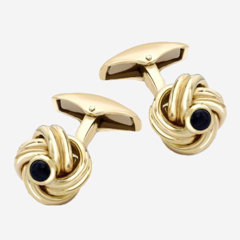 18t Yellow Gold and Sapphire Knot cufflinks
