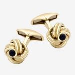 18t Yellow Gold and Sapphire Knot cufflinks