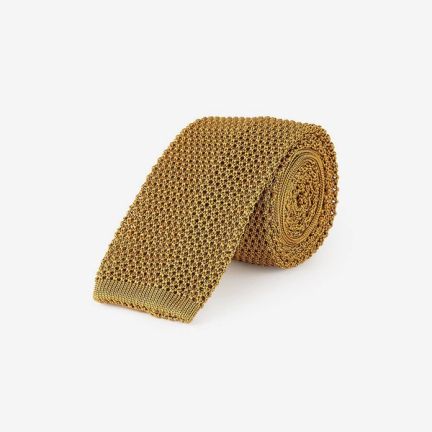 New & Lingwood Gold Knitted Tie