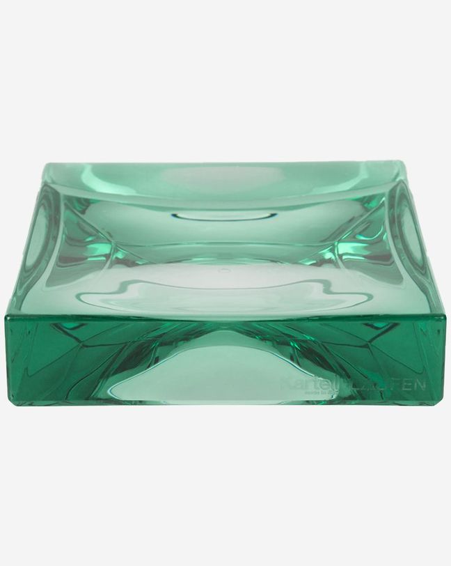 Casual Green Glass Soap Dish | One Size | Bath Accessories Soap Dishes | Faceted|Ridge(s) | Back to College