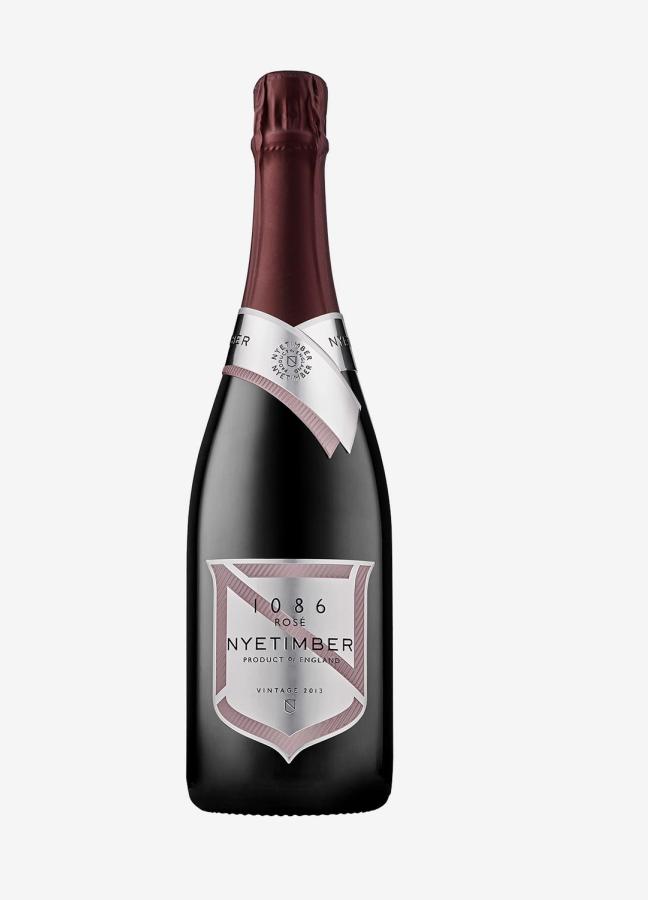 Bottle of 1086 Rosé by Nyetimber on a table