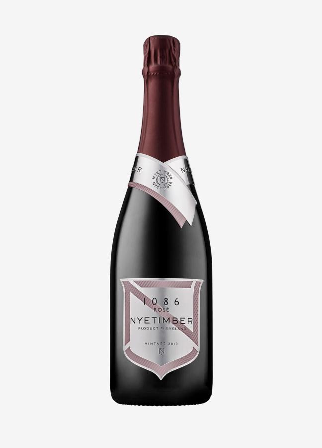 Bottle of 1086 Rosé by Nyetimber on a table