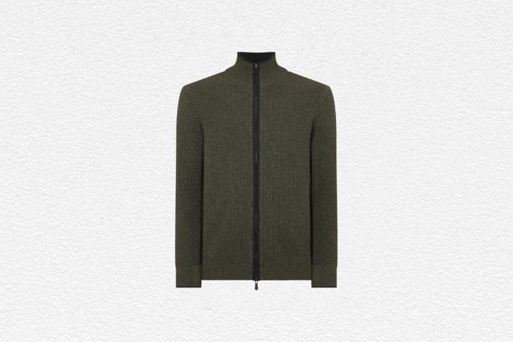 Lambeth Rib Full Zip Cashmere Cardigan