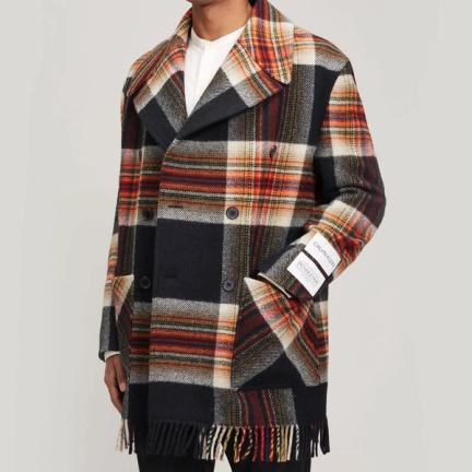 Calvin Klein 205W39NYC Check Fray Double-Breasted Coat