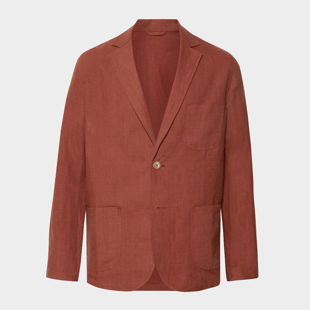 De Bonne Facture Brick Brushed-Linen Suit Jacket