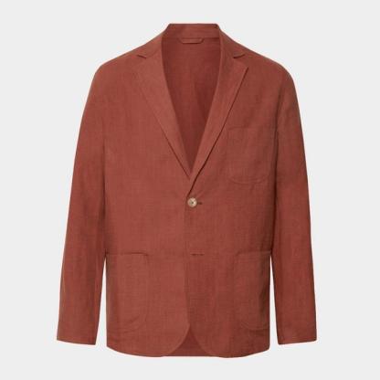 De Bonne Facture Brick Brushed-Linen Suit Jacket