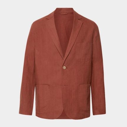 De Bonne Facture Brick Brushed-Linen Suit Jacket