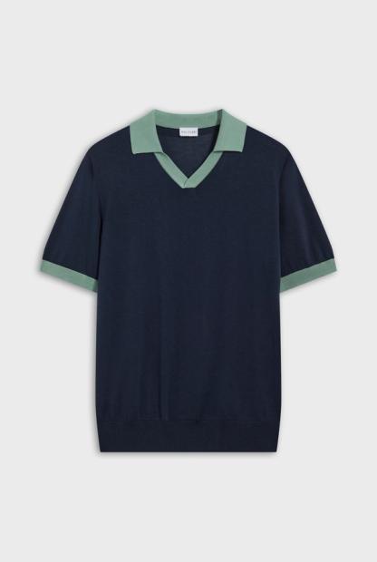 Jersey knitted polo in cotton and silk