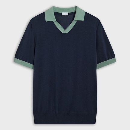Jersey knitted polo in cotton and silk