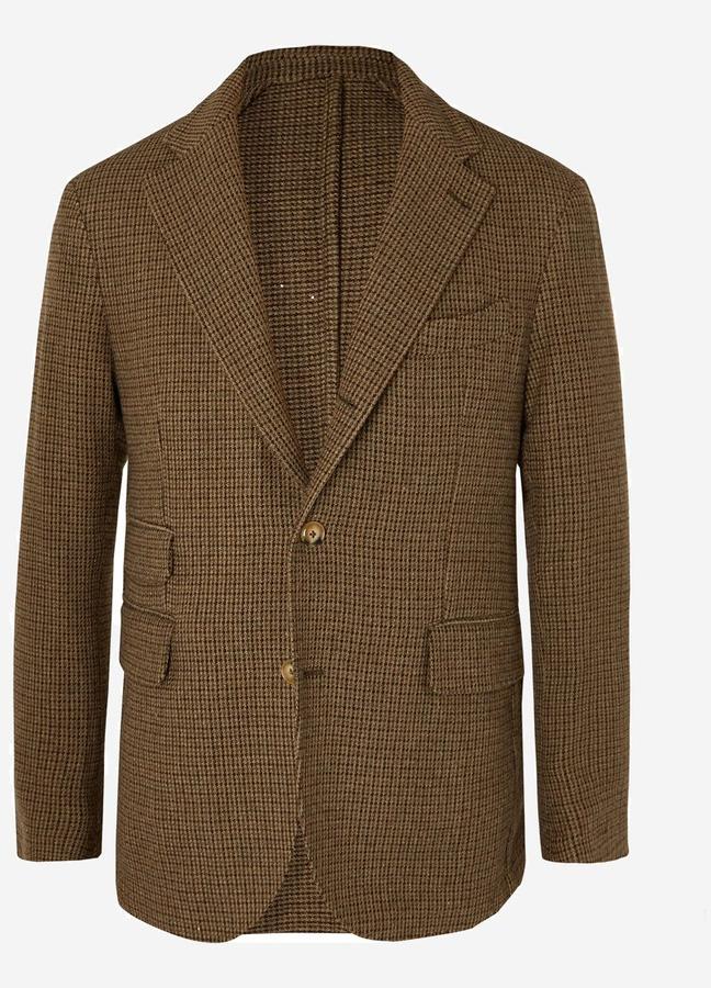 Man 1924 Kennedy Slim-Fit Puppytooth Silk And Wool-Blend Blazer