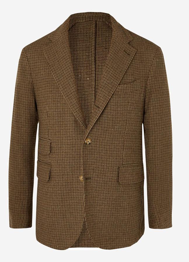 Man 1924 Kennedy Slim-Fit Puppytooth Silk And Wool-Blend Blazer