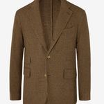 Man 1924 Green Kennedy Slim-Fit Unstructured Puppytooth Silk And Wool-Blend Blazer