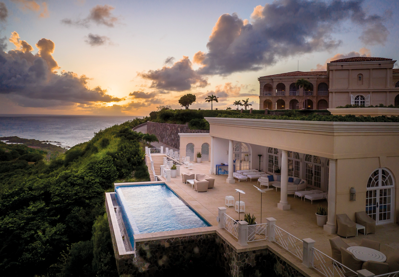 Villa with infinity pool located on the hilltop in Mustique