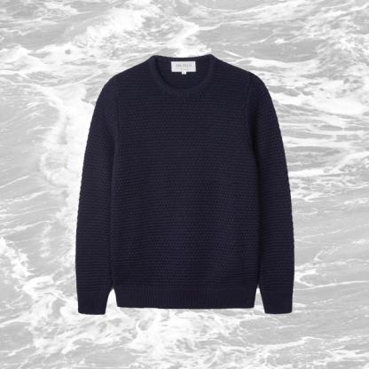 Sir Plus Navy Moss Stitch Jumper