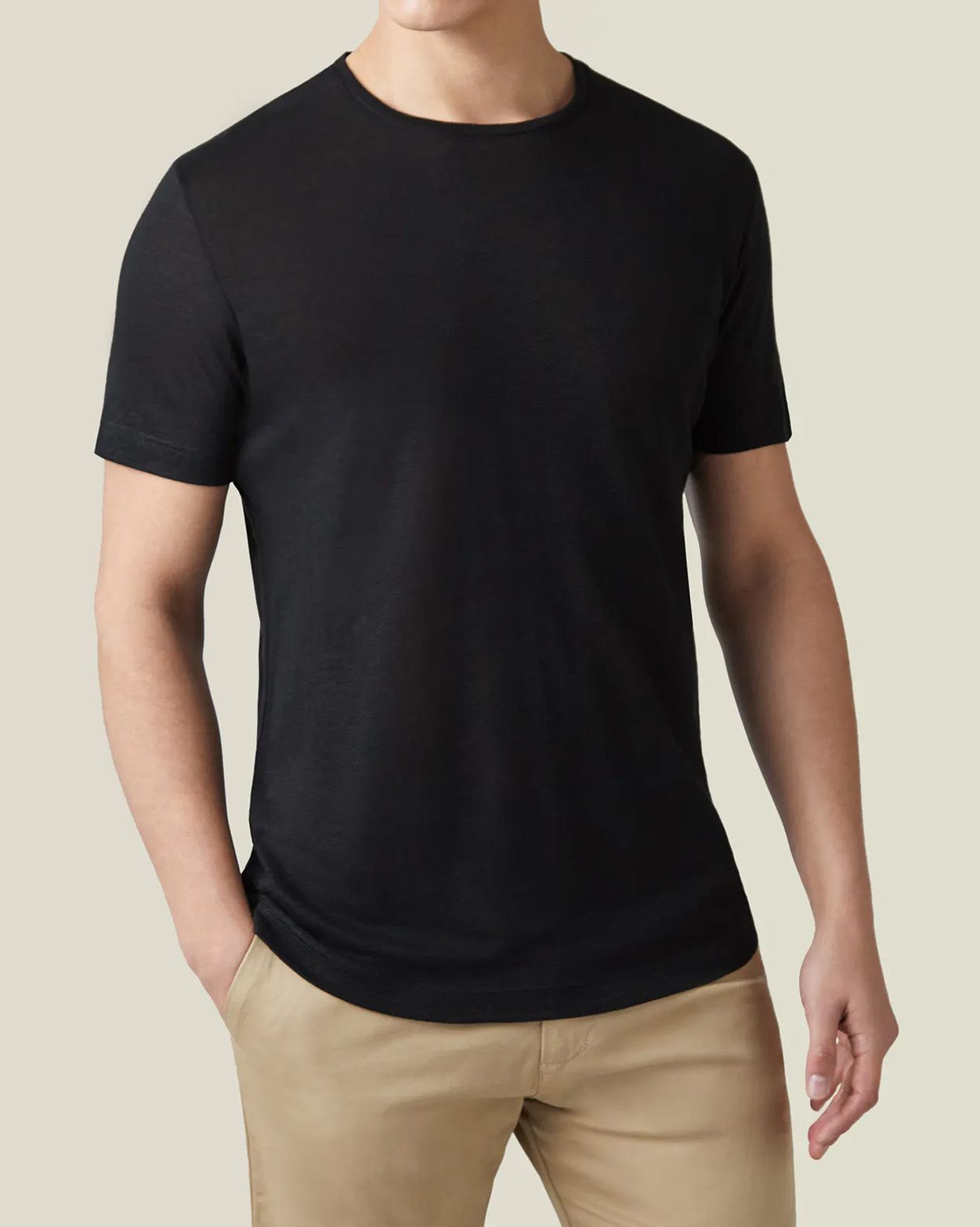 Black linen jersey t-shirt