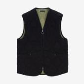 Drake's Navy Quilted Melton Wool Zip Vest