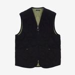 Drake's Navy Quilted Melton Wool Zip Vest