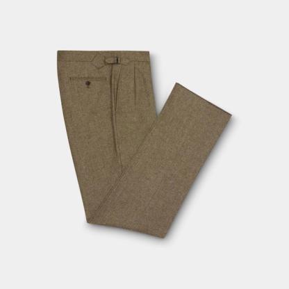 Aleks Olive Wool Flannel Trousers