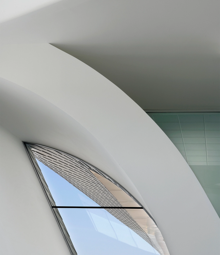 Smooth curvy Farnborough Airport architecture