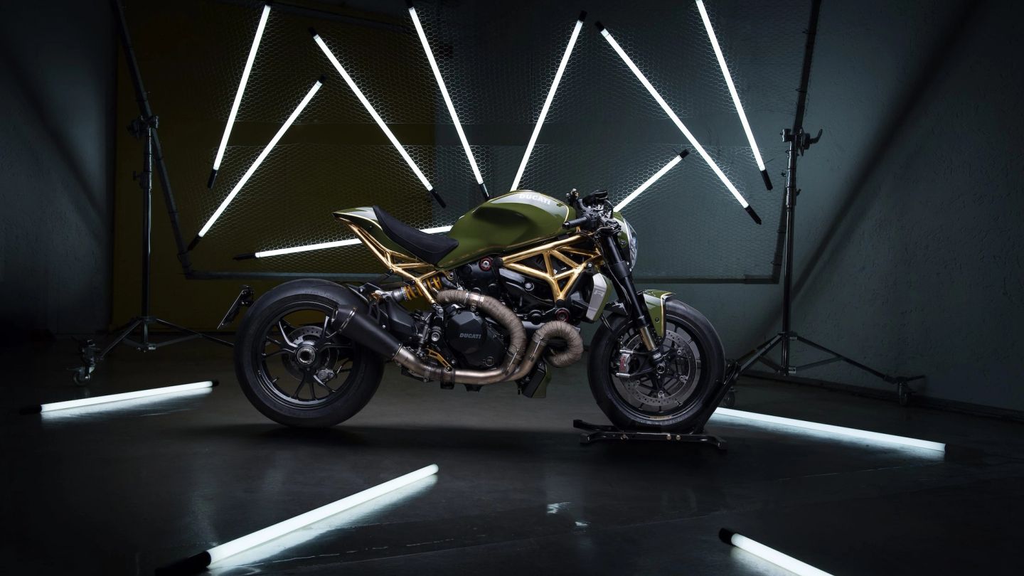 Hit the road on this Ducati Monster, kitted out in 24k gold