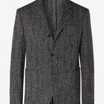 Mr P. Grey Unstructured Herringbone Mélange Cotton And Wool-Blend Blazer