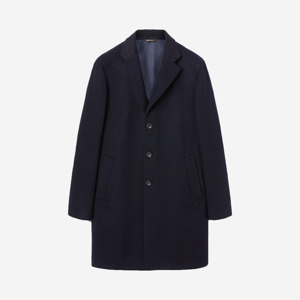 Sunspel Navy Cashmere Overcoat