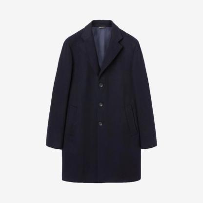 Sunspel Navy Cashmere Overcoat