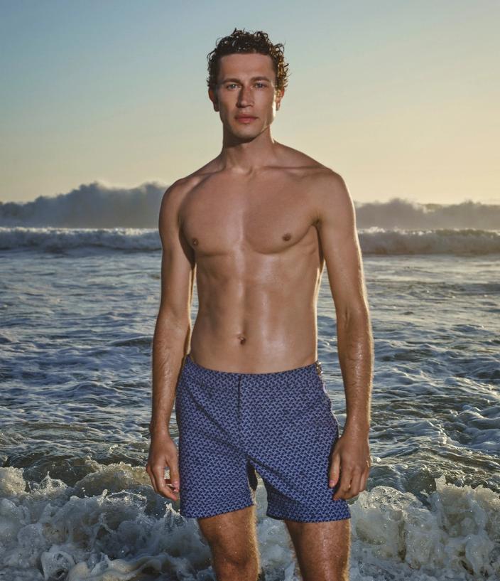 Person modelling an Orlebar Brown Men's shorts