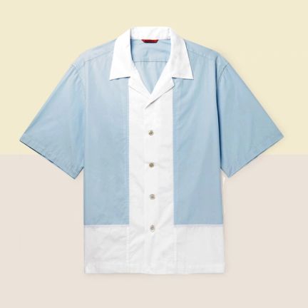 Barena Camp-Collar Panelled Cotton-Poplin Shirt