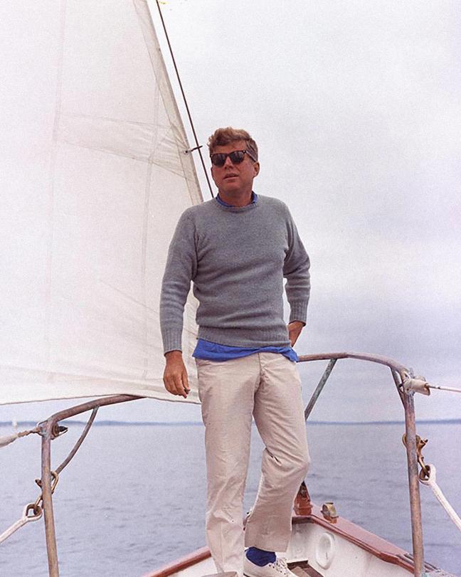 John F Kennedy on a sailing boat at sea