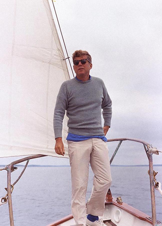 John F Kennedy on a sailing boat at sea