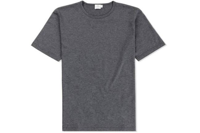 men's wardrobe essentials, three different shirts, four t-shirts