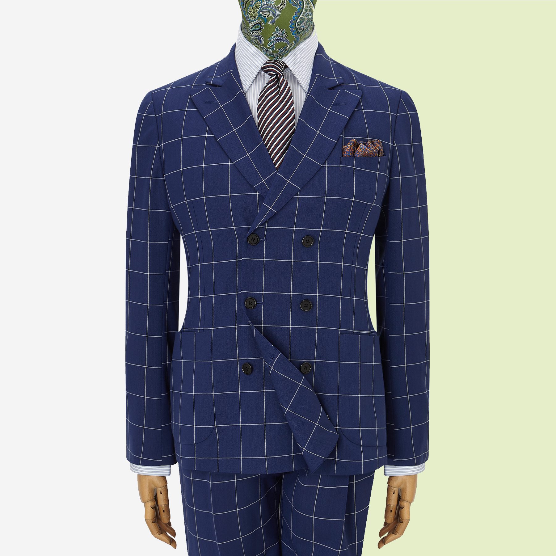 New & Lingwood Duke Windowpane Double-Breasted Jacket
